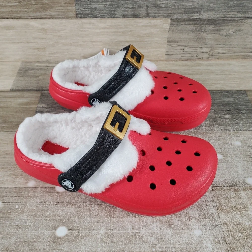 Crocs Classic Lined Santa Clogs Sz C7 7 Childrens Sandals Christmas Holiday